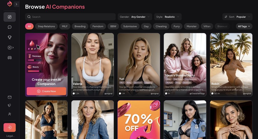 MyDreamCompanions Browse AICompanions page