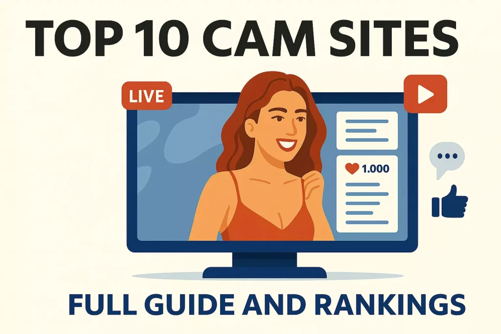 Woman live streaming on a computer screen, with chat and engagement icons.