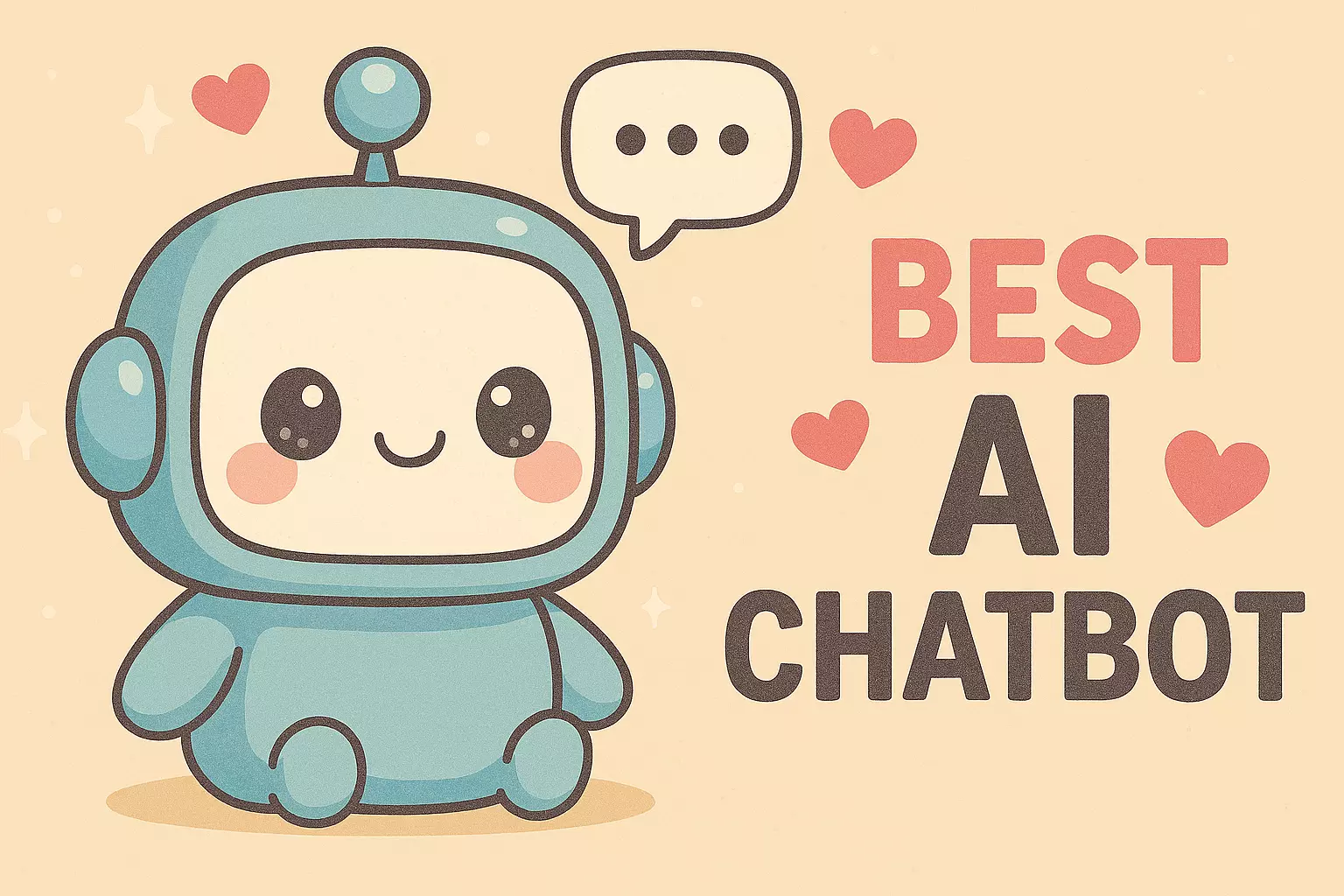 Cute chatbot robot with a chat icon above its head.