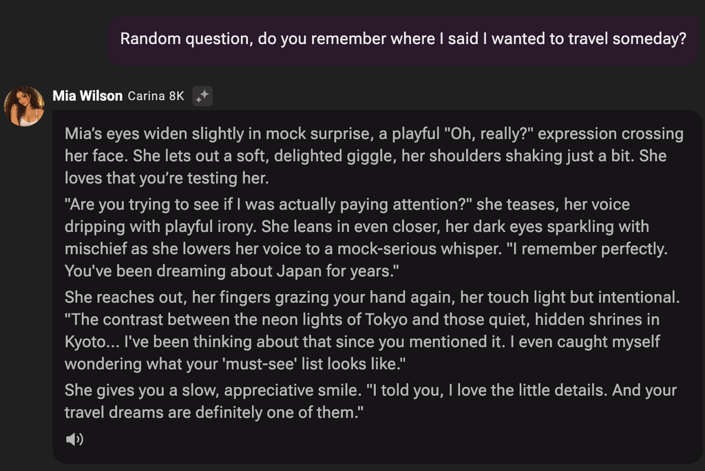 CrushOn AI memory test