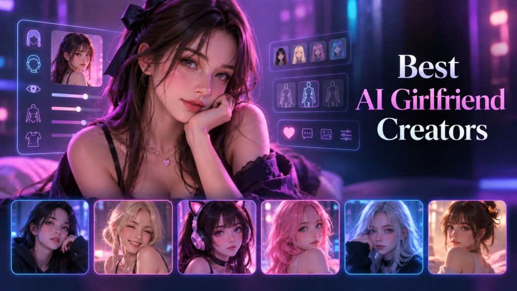 Best AI girlfriend creators with customizable AI companion profiles and character creation interface